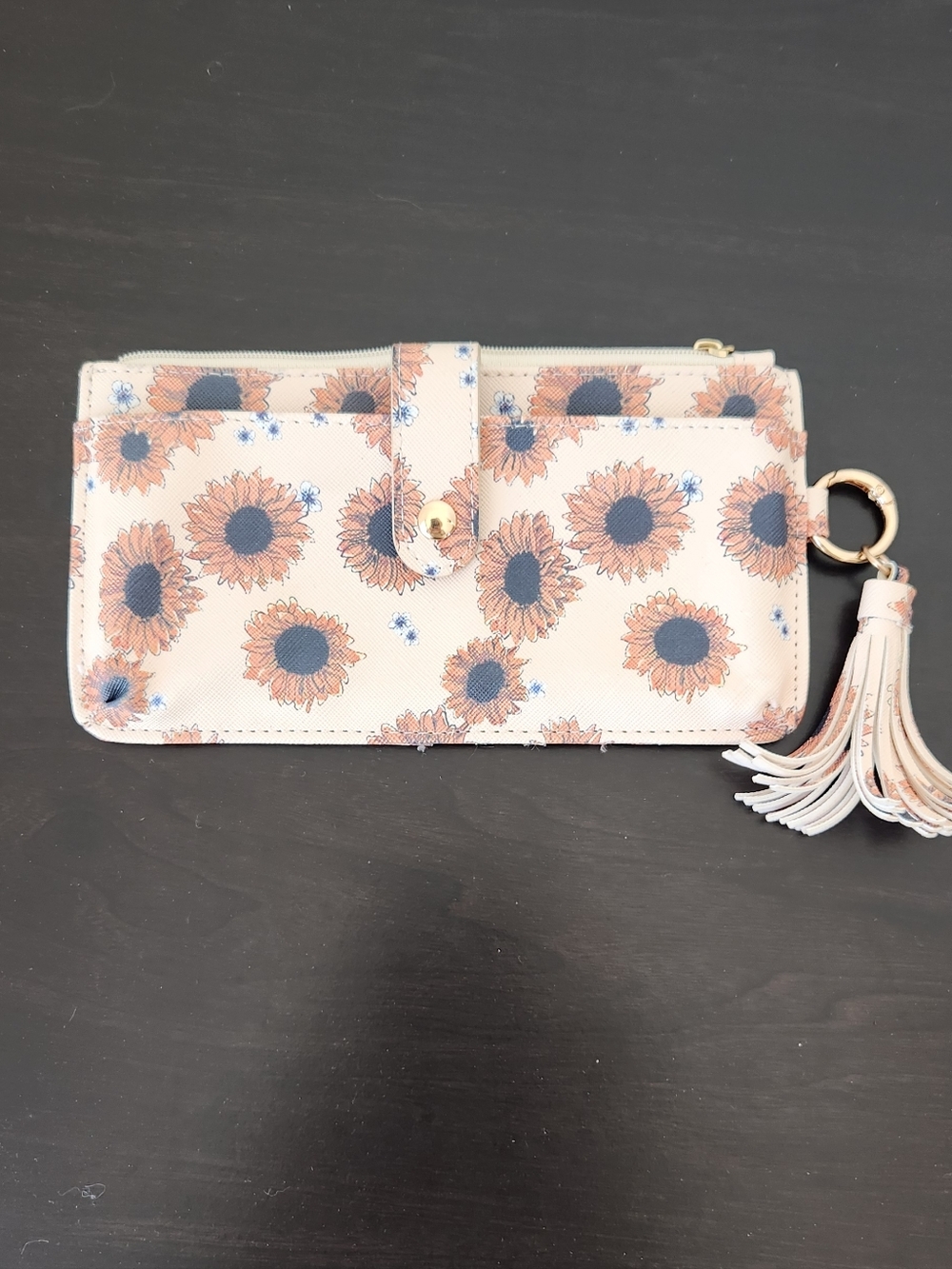Pink Sunflower Tassel Wallet